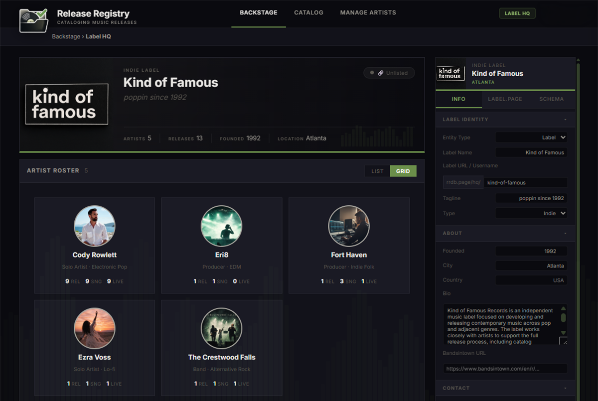 Label HQ Dashboard