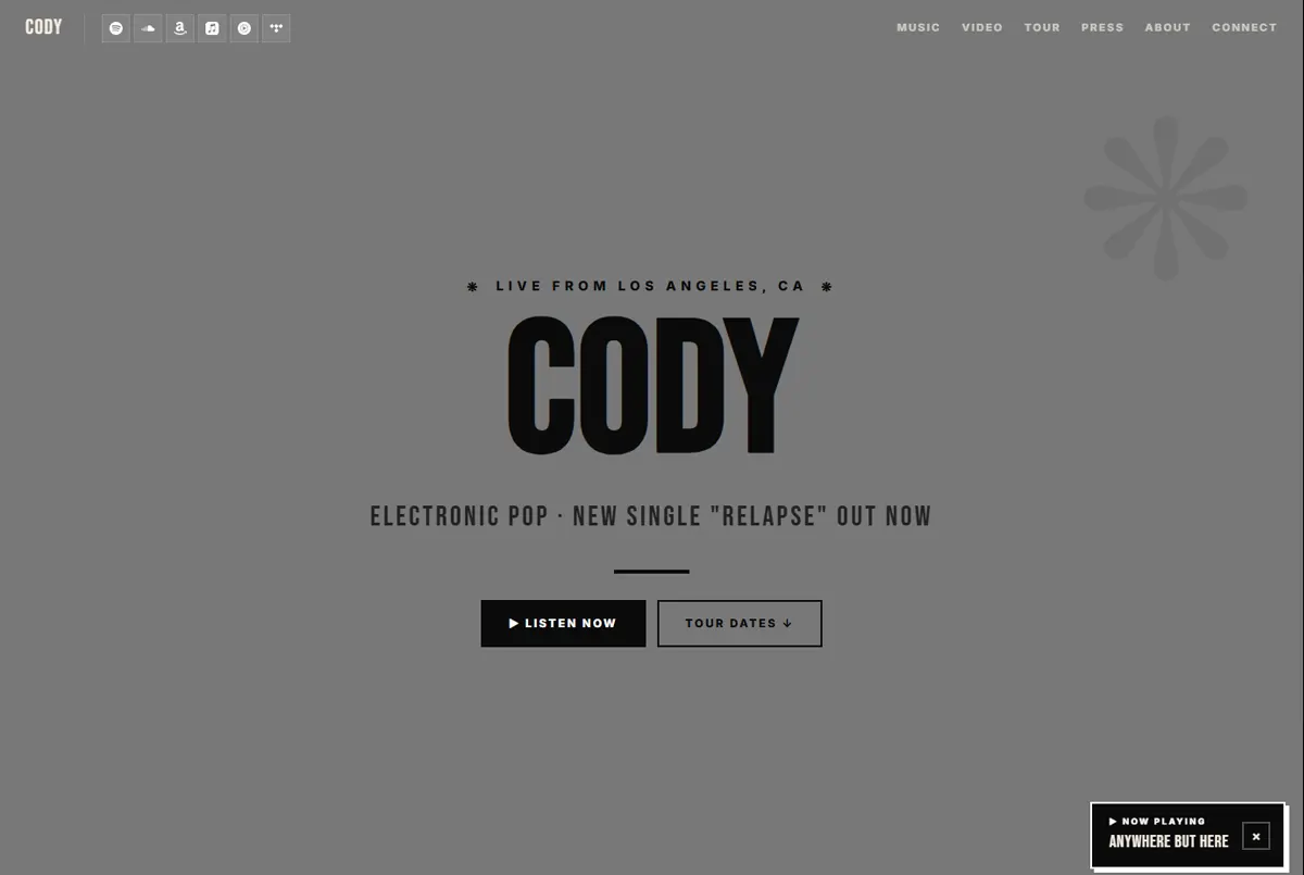 Artist Page example in the Festival theme