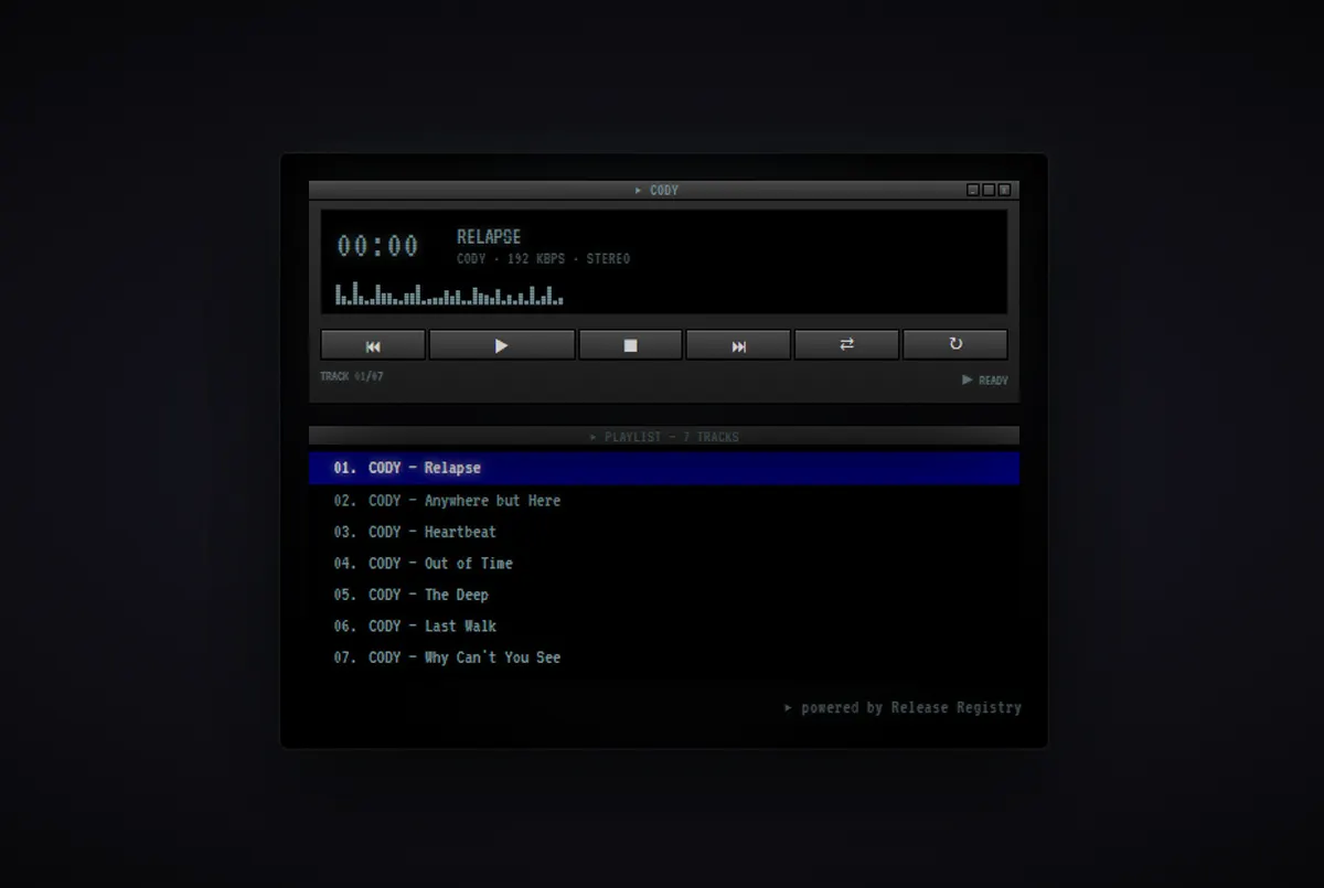 Artist Page example in the Retro Player theme