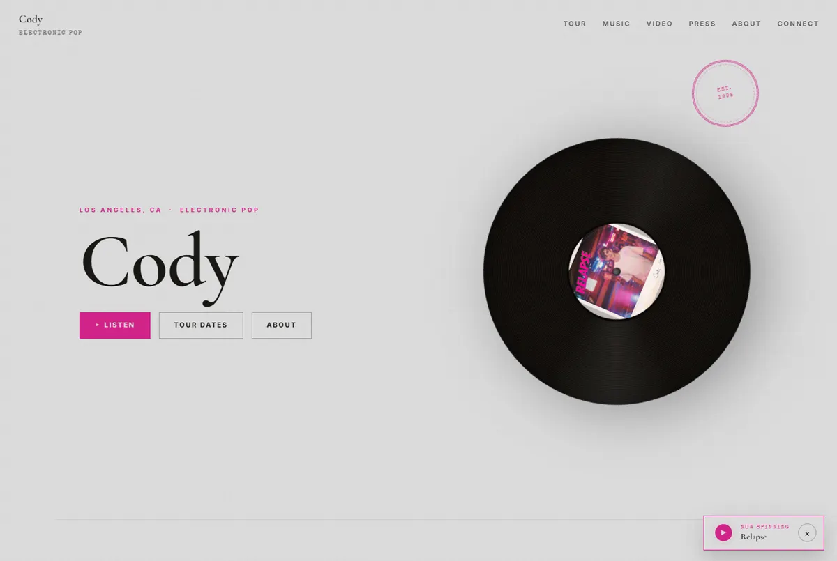 Artist Page example in the Vinyl theme